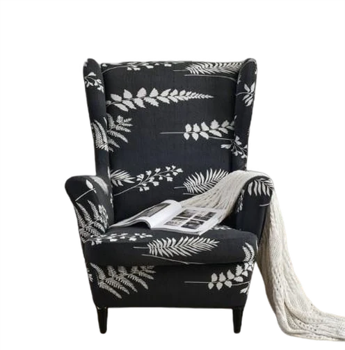 Housse fauteuil Extensible Tropicale Noir et Blanc