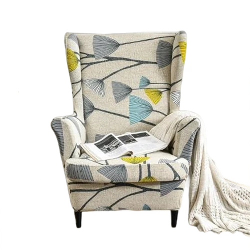 Housse fauteuil Extensible Florale Grise