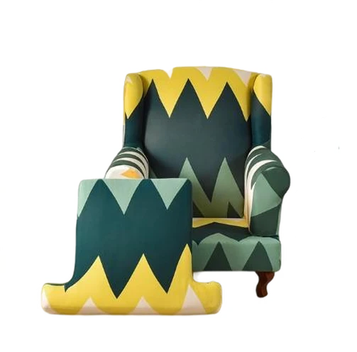 Housse fauteuil Crapaud Géométrique Vert Jaune