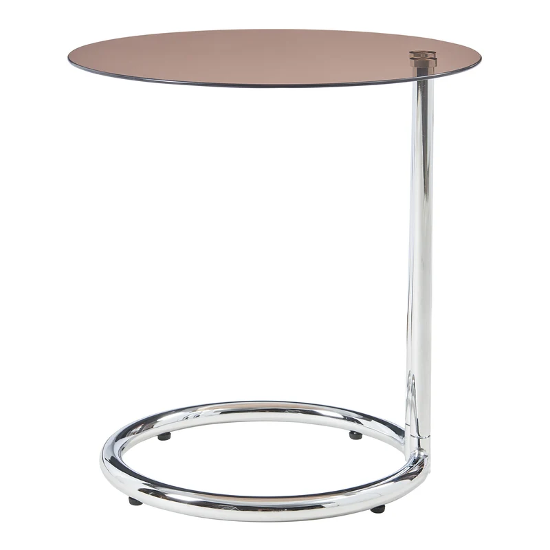 Table d'appoint verre trempé 46 x 45 cm verre ambré chrome 03_0010977