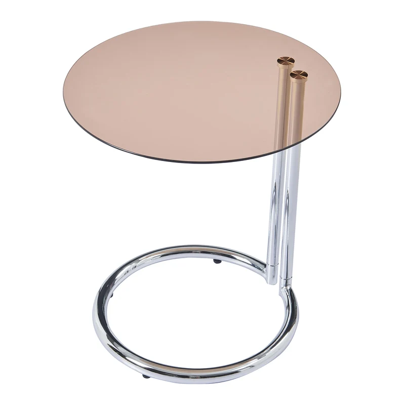 Table d'appoint verre trempé 46 x 45 cm verre ambré chrome 03_0010977
