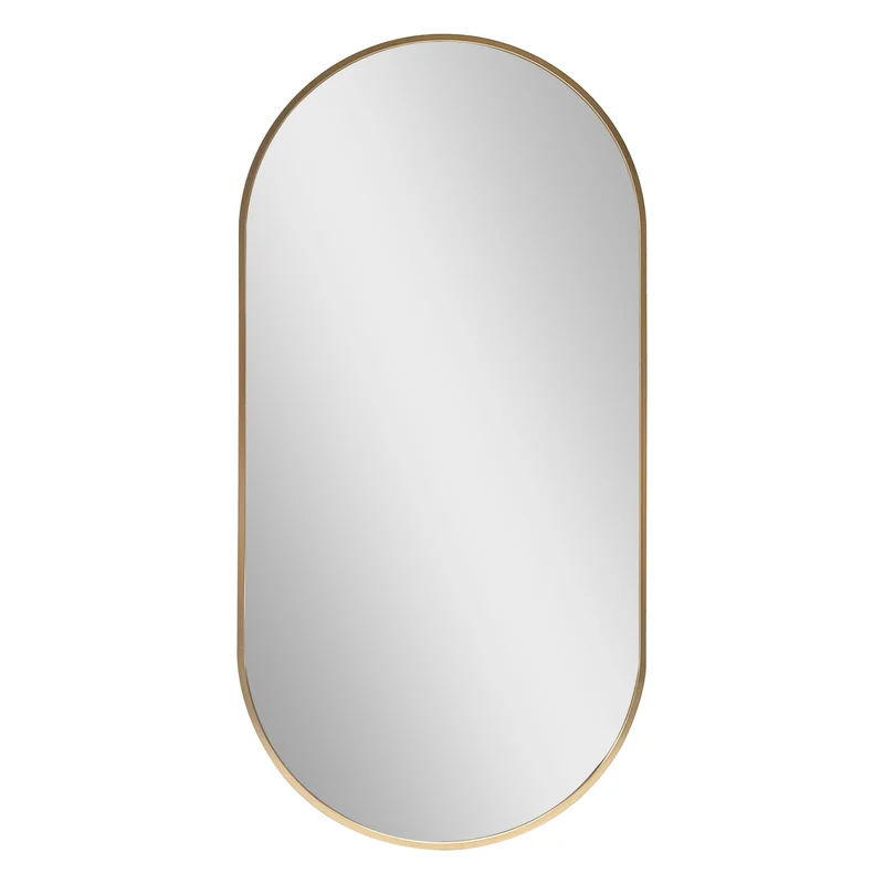 Miroir mural elliptique 40 x 80 cm doré 03_0007898