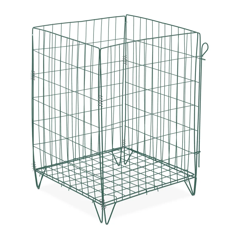 Composteur de jardin 120 L en métal robuste avec aération optimale design épuré vert 13_0013819