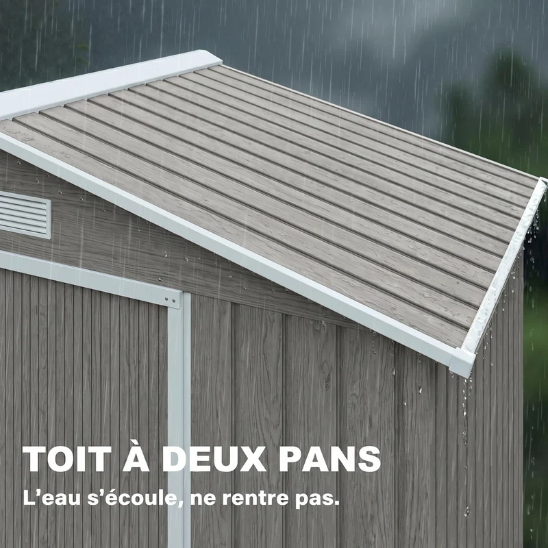 Abri de jardin grande remise pour outils 213 x 130 x 185 cm porte coulissante industriel en acier galvanisé marron clair 21_0004029