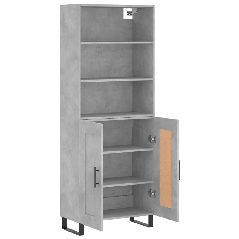 Buffet bahut commode armoire meuble de rangement organisateur cuisine salle de séjour salon haut 69,5 x 34 x 180 cm bois d'ingénierie gris 02_0034660