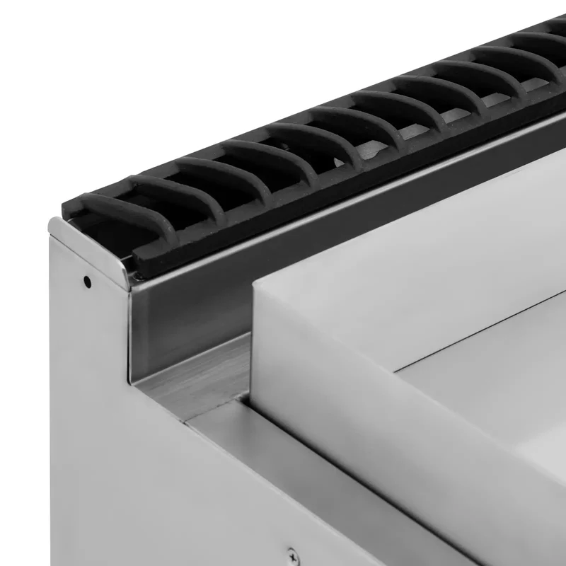 Plancha gaz 12 kw lisse 50 300 °c propane / lpg / gaz naturel armoire intégrée acier inoxydable acier chromé argent métallisé 14_0009531