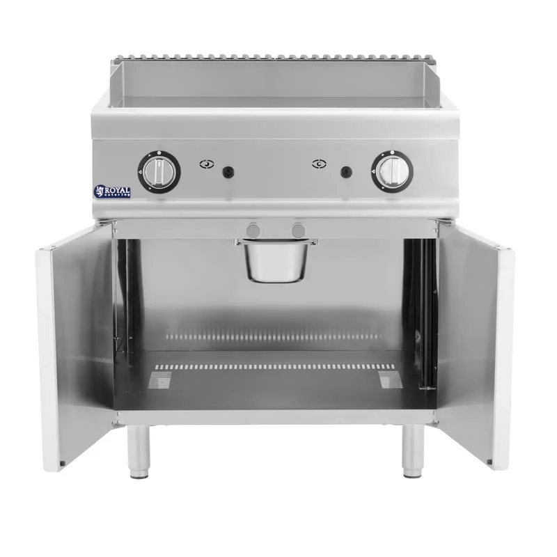 Plancha gaz 12 kw lisse 50 300 °c propane / lpg / gaz naturel armoire intégrée acier inoxydable acier chromé argent métallisé 14_0009531