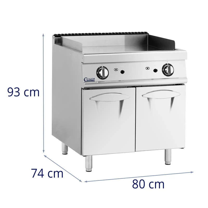 Plancha gaz 12 kw lisse 50 300 °c propane / lpg / gaz naturel armoire intégrée acier inoxydable acier chromé argent métallisé 14_0009531