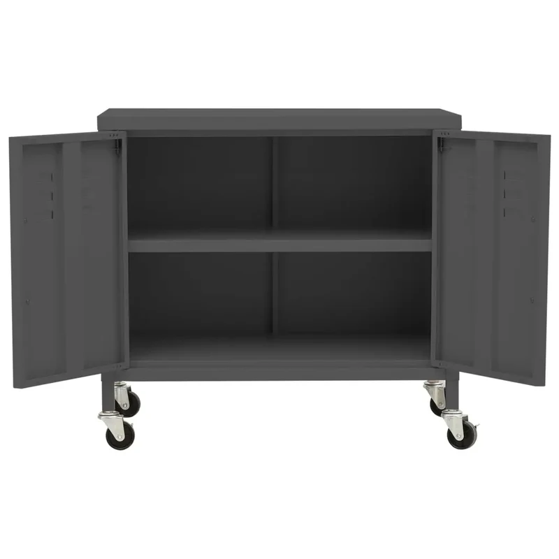 Armoire de rangement mobile avec étagère réglable 60 x 35 x 56 cm en acier anthracite 02_0046900
