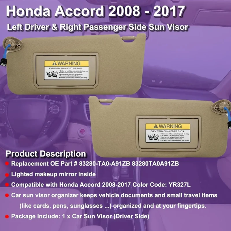 Pare-Soleil Intérieur Honda Accord 2008-2017 OEM 83280TA5A51ZA