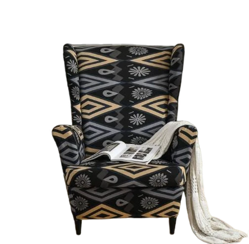 Housse fauteuil Extensible Géométrique Gris et Beige