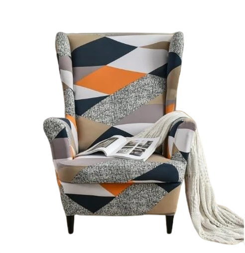 Housse fauteuil Extensible Géométrique Orange et Bleu