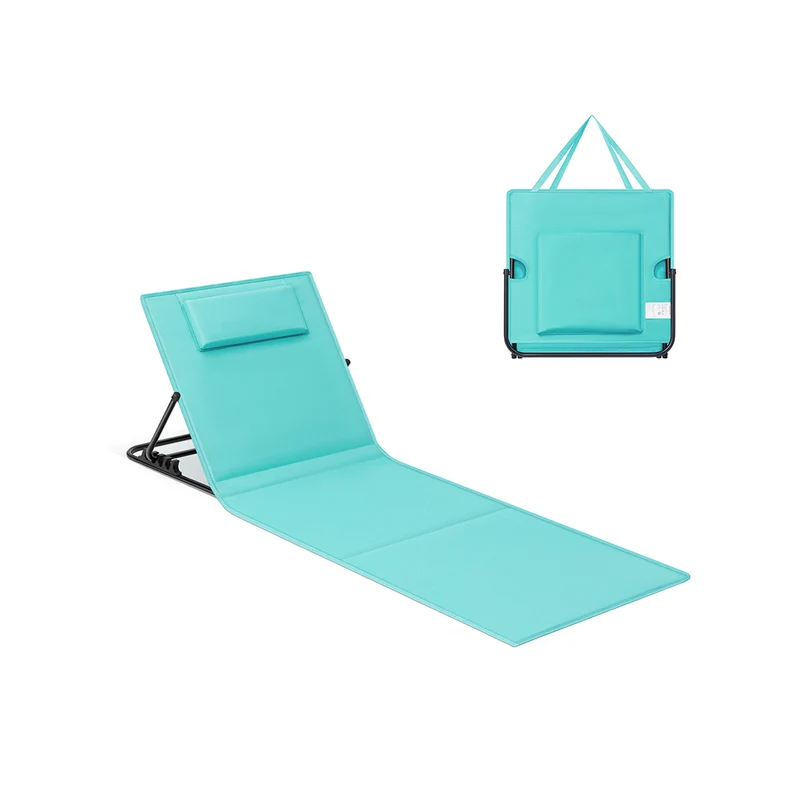 Chaise longue transat de plage bain de soleil dossier inclinable portable avec bandoulières pour camping jardin piscine 158 x 55 cm 12_0004957