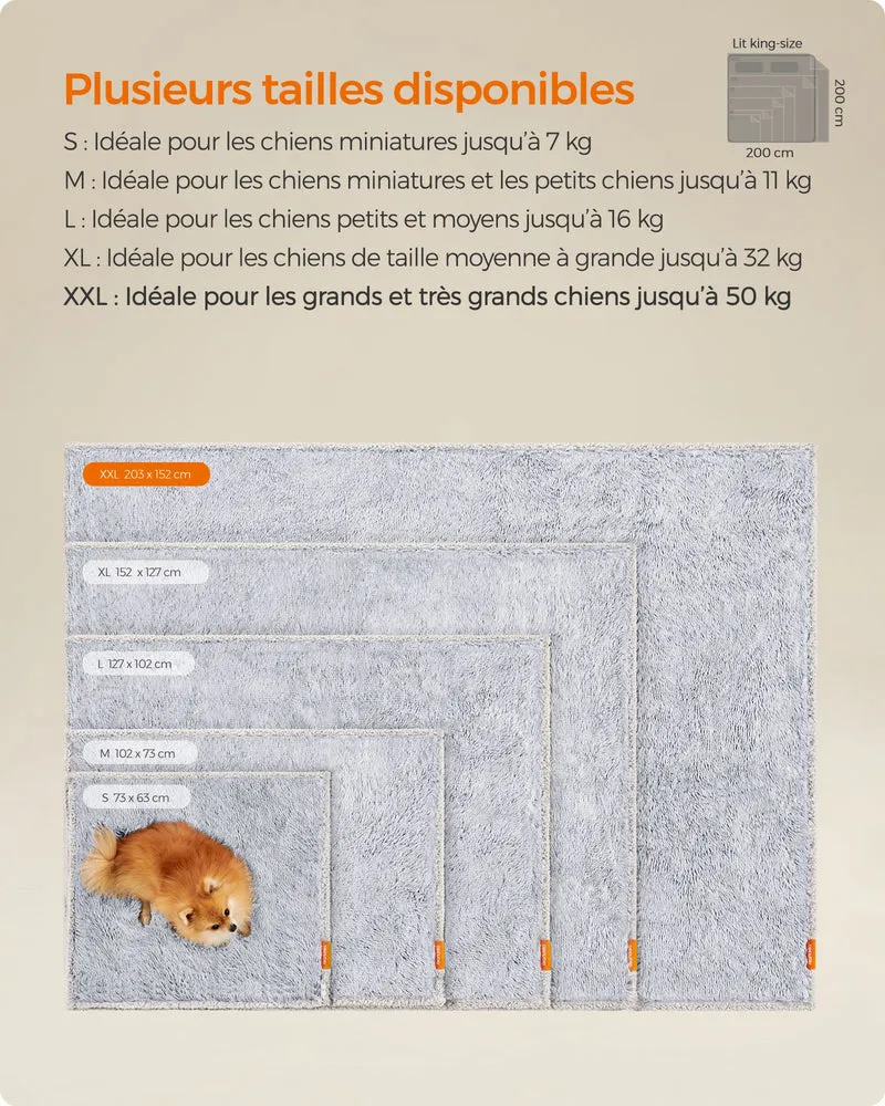 Couverture pour chien réversible protection canapé 203 x 152 cm douce ambiance cosy en peluche grise 12_0011885