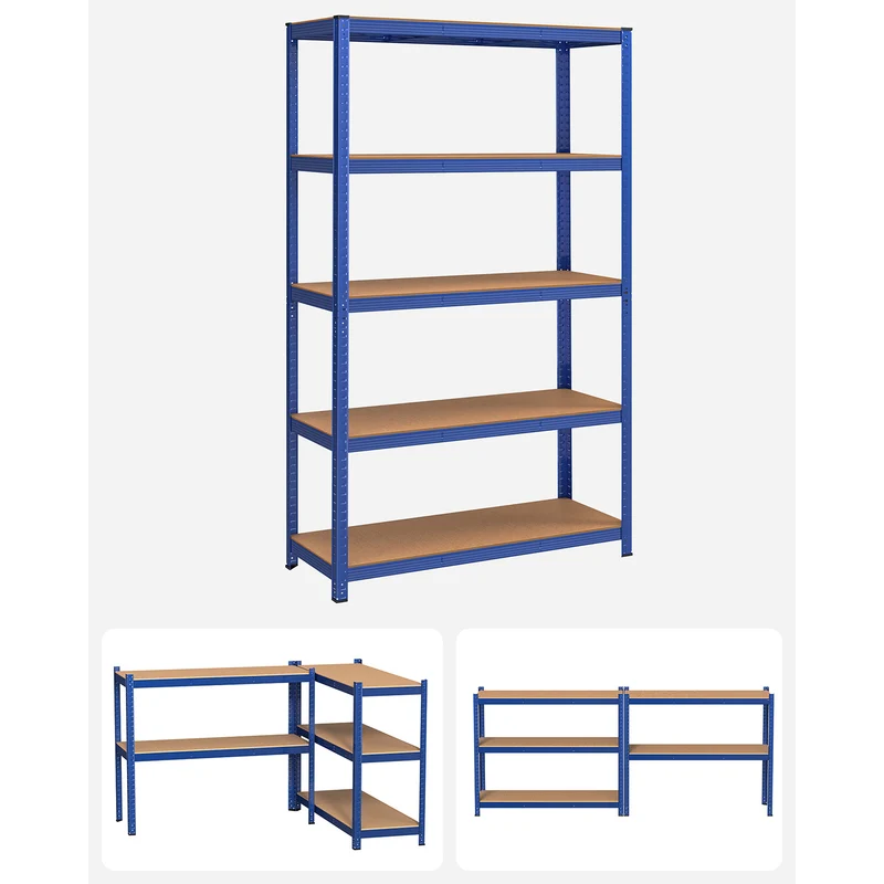 Étagère de rangement à 5 niveaux pour garage 200 x 120 x 60 cm capacité 875 kg structure robuste design contemporain en acier noir 12_0010950