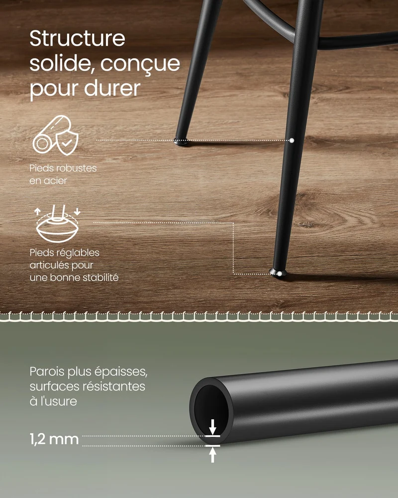 Lot de 2 tabourets de bar design moderne 57 x 57 x 101 cm confort assise ergonomique en acier vert forêt 12_0011124