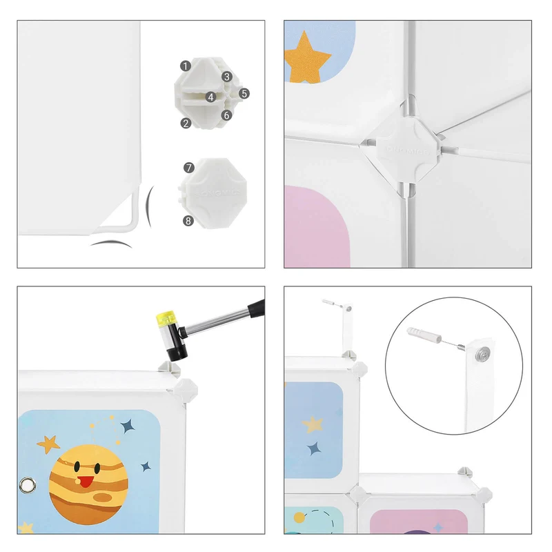 Meuble de rangement enfant modulable 123 x 31 x 123 cm pour vêtements jouets livres en design moderne blanc 12_0010868