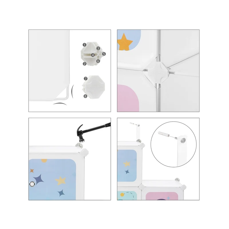 Meuble de rangement modulable enfant 153 x 31 x 153 cm pour vêtements jouets et livres style contemporain en plastique blanc 12_0009180