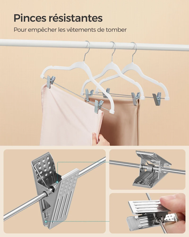 Lot de 12 cintres en velours antiglisse 42,5 x 23,5 cm gain de place pour costumes manteaux en plastique blanc 12_0010246