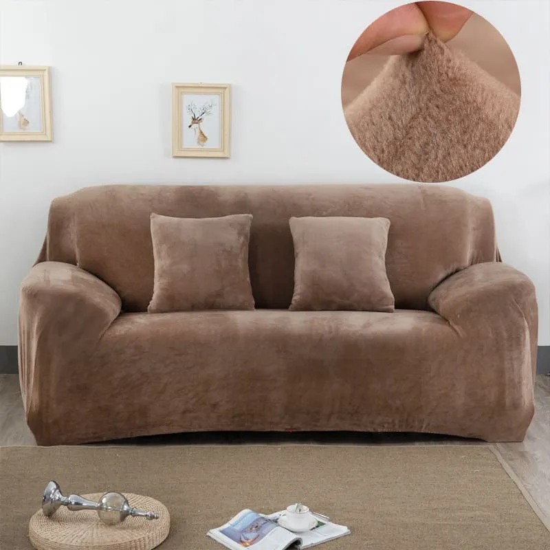Housse Canapé Velours Marron Clair