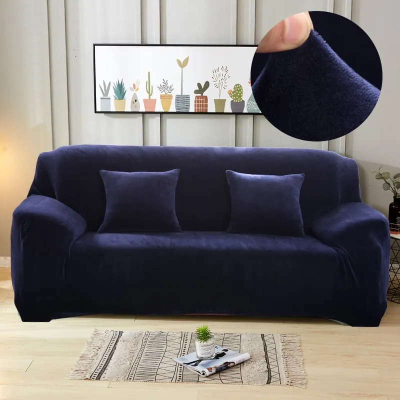 Housse Canapé Velours Bleu Marine