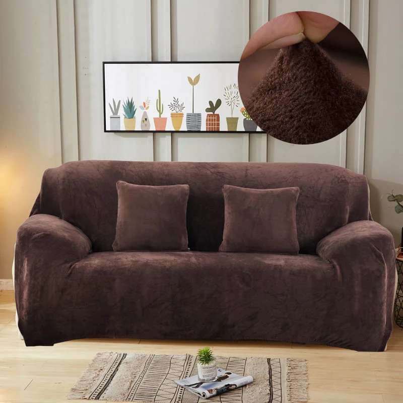 Housse Canapé Velours Marron