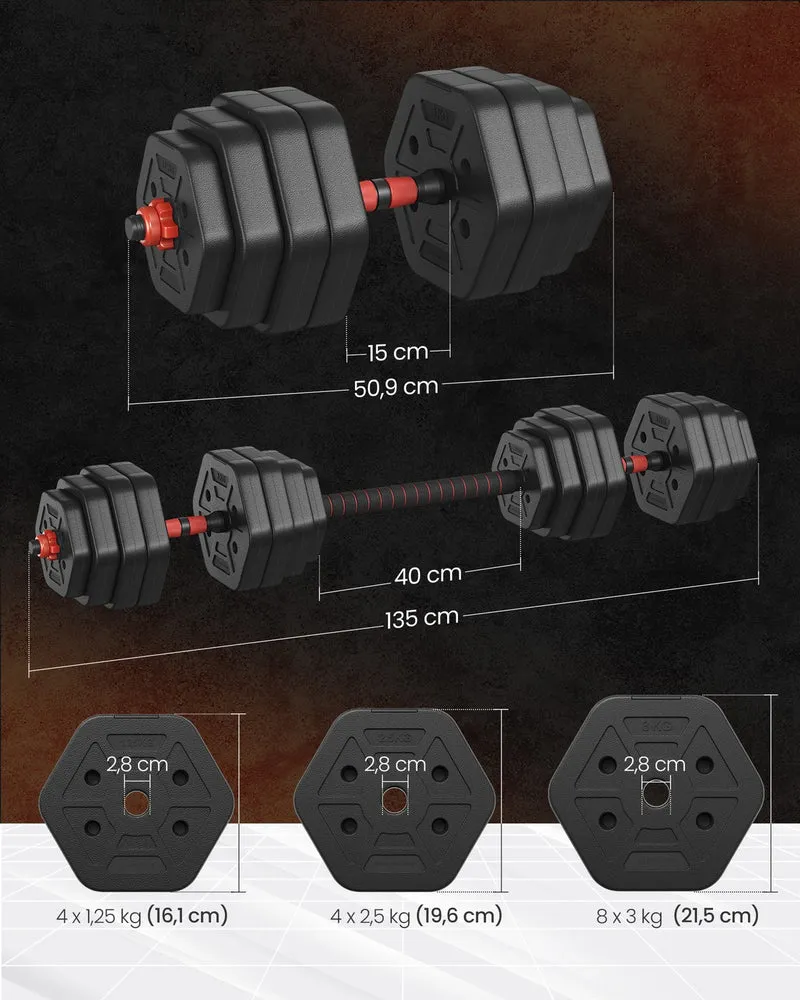 Lot de 2 haltères hexagonaux pour musculation à domicile 135 x 21,8 x 21,5 cm en acier noir 12_0012515