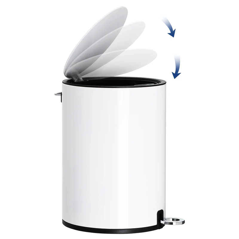 Poubelle de salle de bain avec pédale 26,3 x 18,8 x 25,7 cm capacité 3 L finition mate design épuré en acier blanc 12_0008231