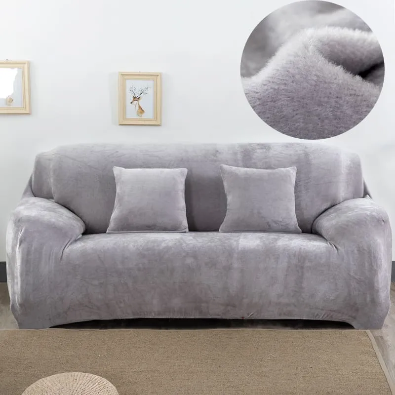 Housse Canapé Velours Gris