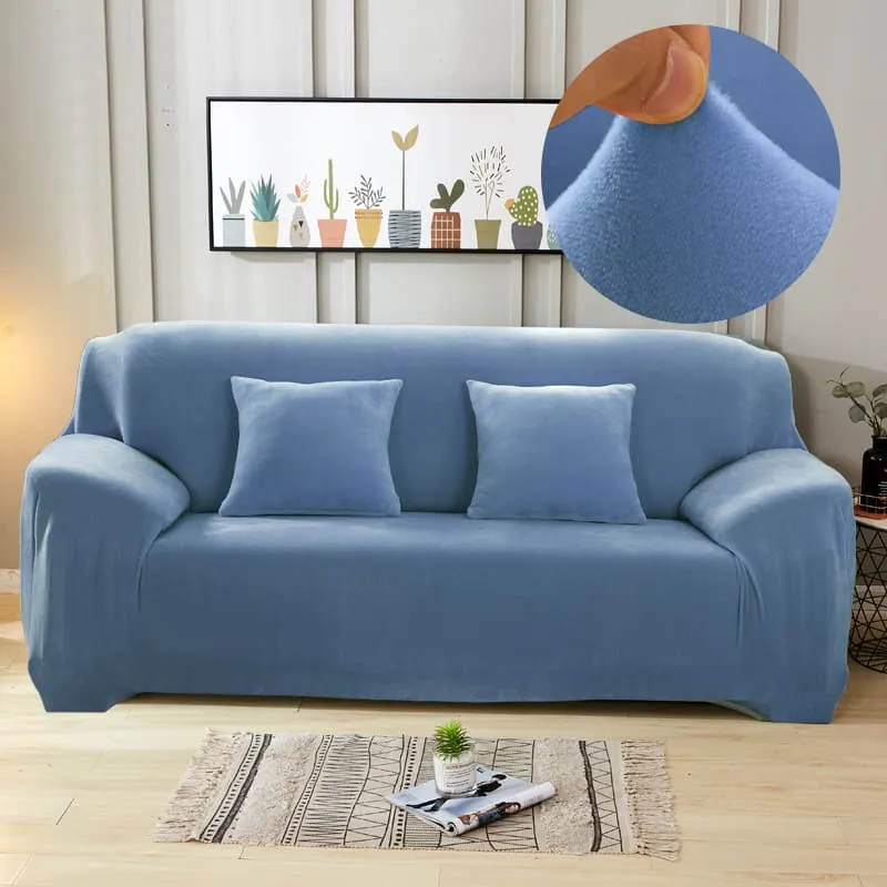 Housse Canapé Velours Bleu