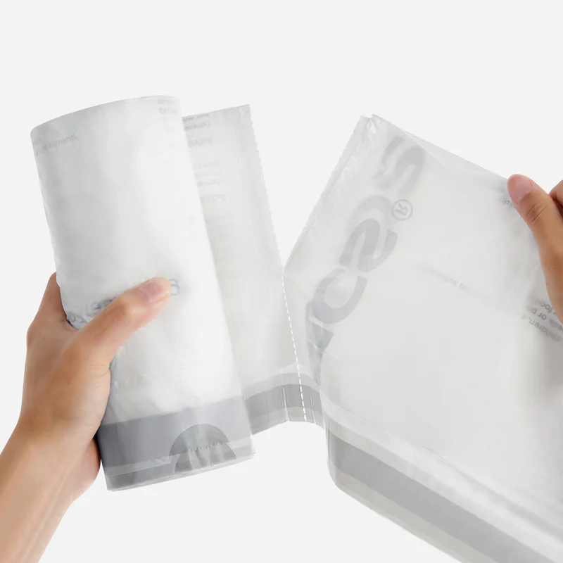 Lot de 90 sacs poubelles 8L étanches pour tri et transport pratiques 37 x 42 cm en plastique blanc 12_0010234