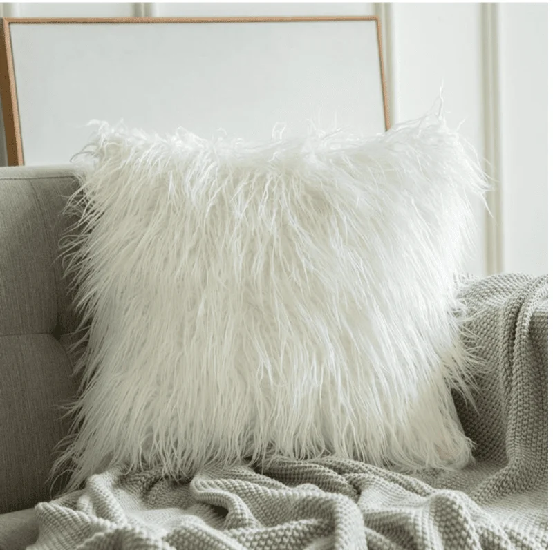Housse de coussin 45x45 Polaire Blanc
