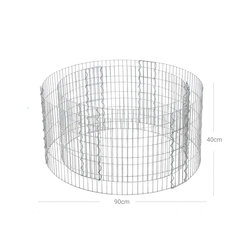 Gabion rond pour pierres jardin 90 x 40 cm assemblage facile décoratif en acier galvanisé argent 12_0010003