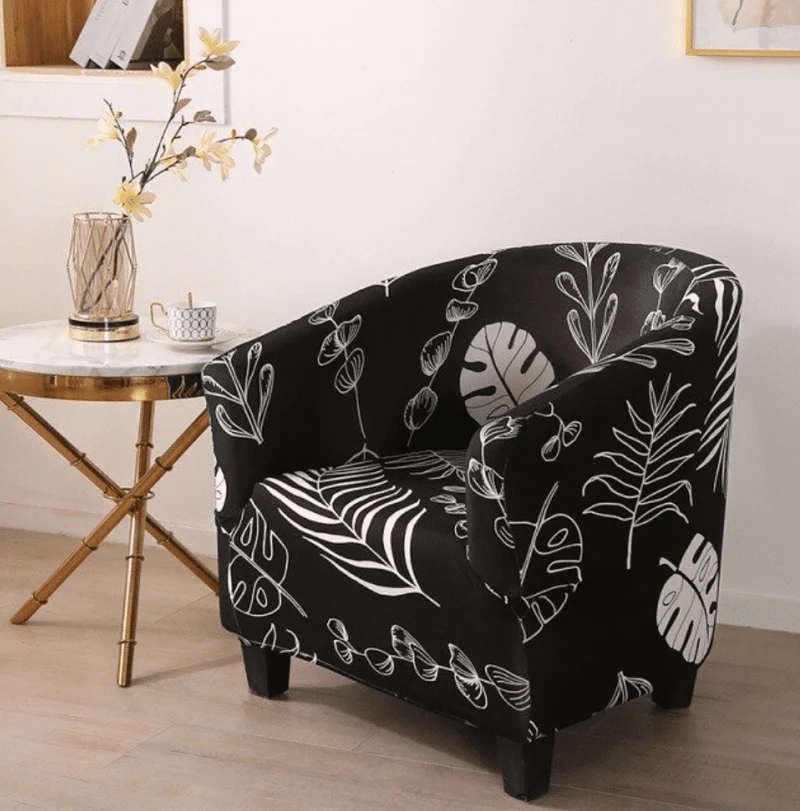 Housse fauteuil Cabriolet Fleurie Noire