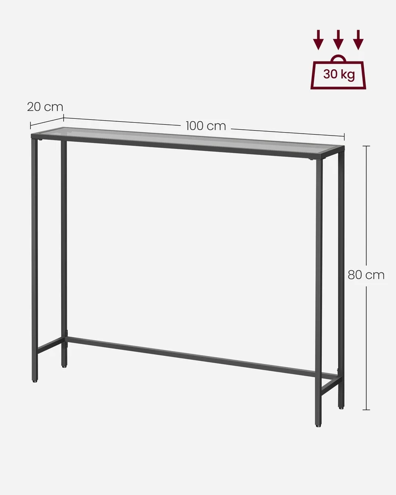Table console design épuré pour entrée salon 20 x 100 x 80 cm en verre transparent 12_0012659