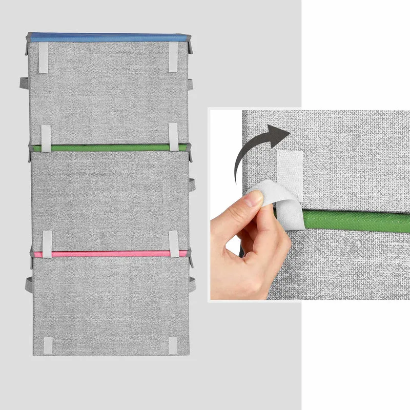 Lot de 3 boîtes de rangement empilables pliables pour chambre d'enfant salle de jeux 38 x 25 x 35 cm en tissu rose 12_0010374