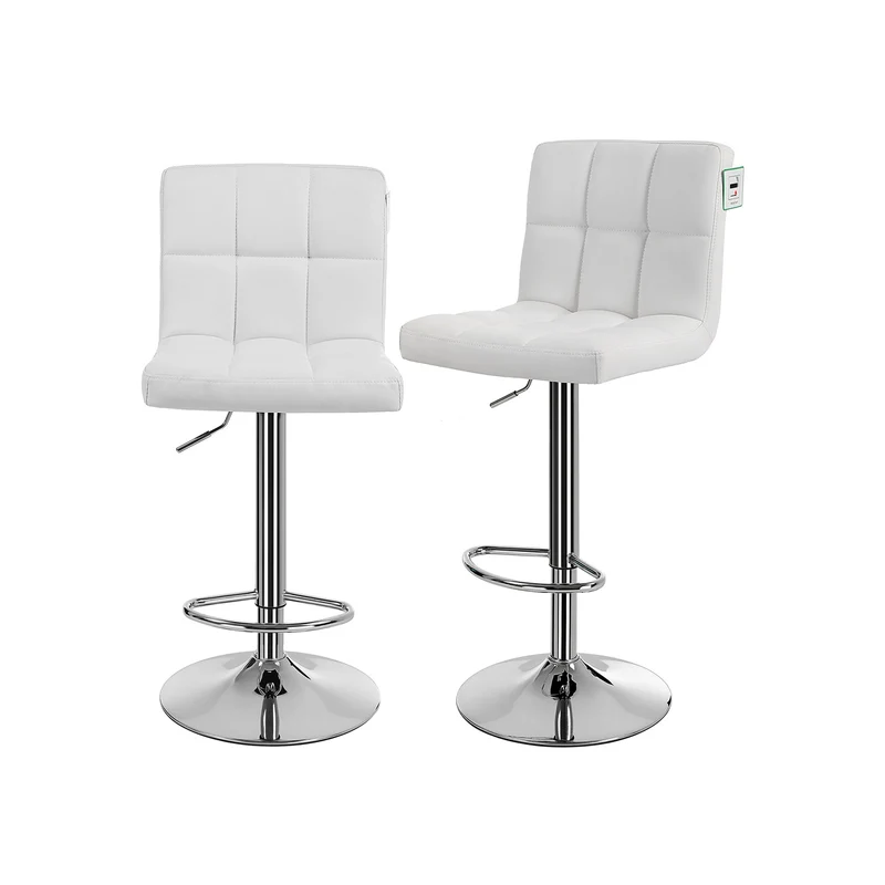 Lot de 2 tabourets de bar réglables confortables design moderne 38 x 44,5 x 95-115 cm en PU blanc 12_0008955