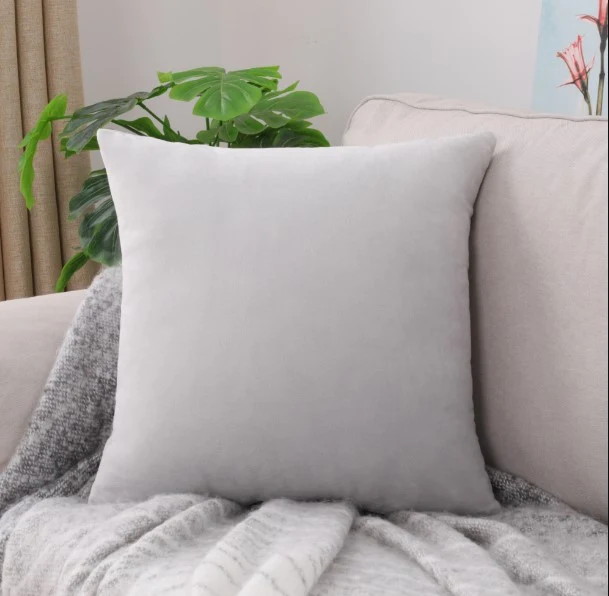 Housse de coussin 60x60 Velours Gris clair