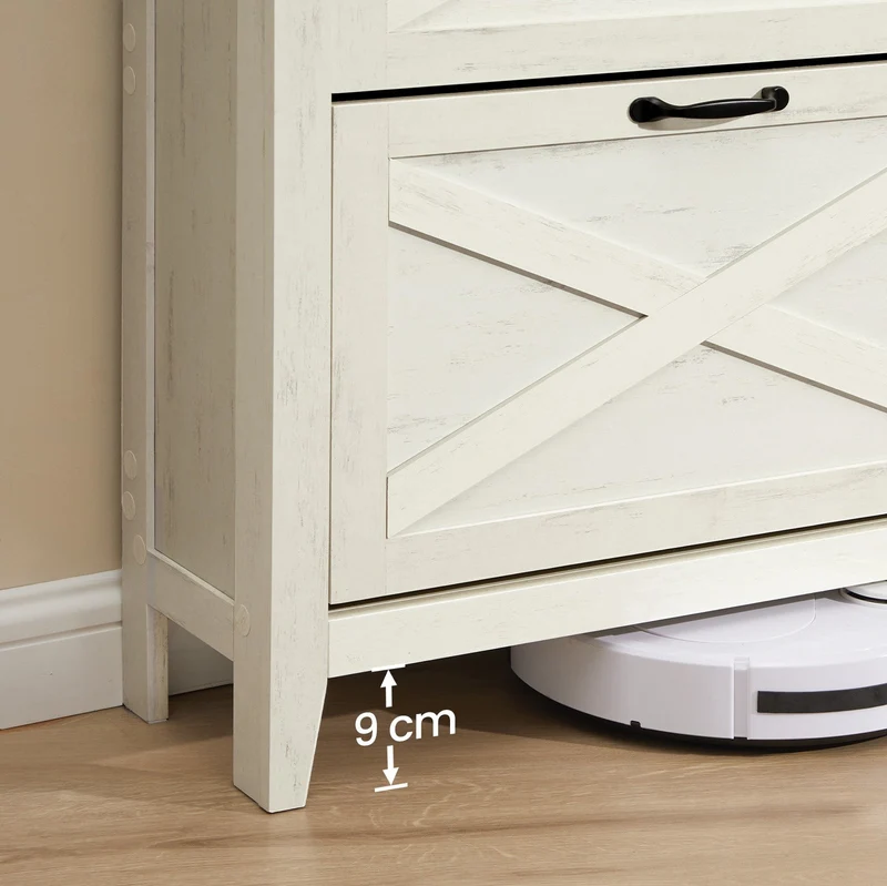 Meuble à chaussures étroit pour entrée rangement 24 x 127 x 86,8 cm capacité 18 à 24 paires style campagne en MDF blanc 12_0012116