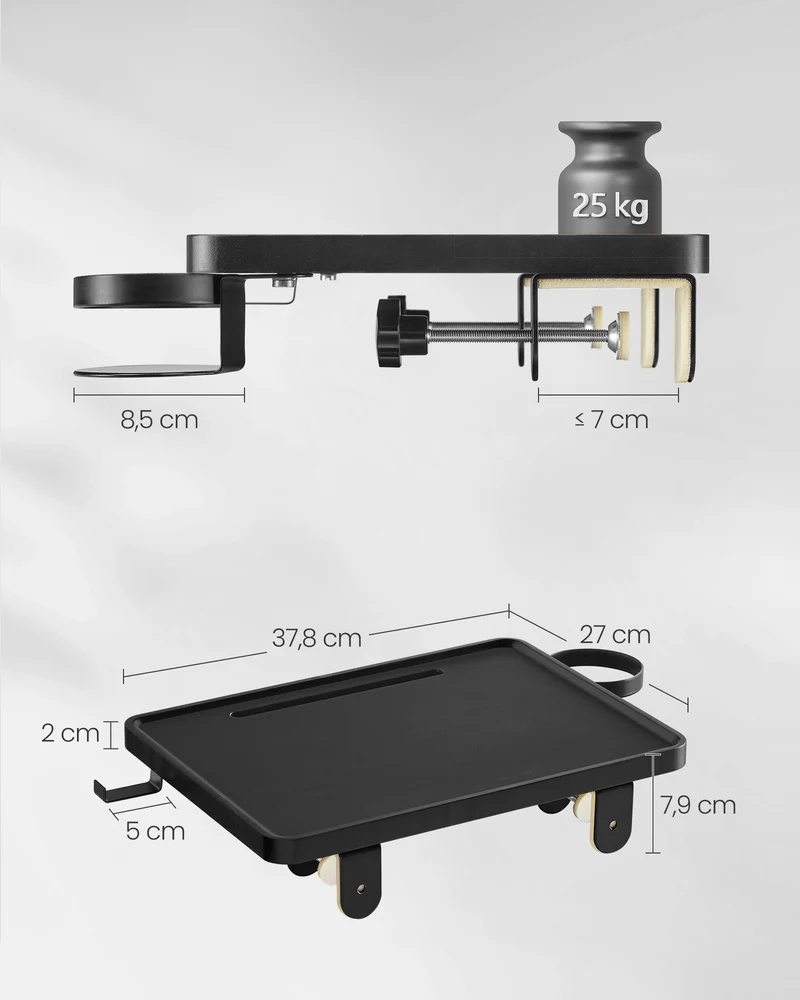 Table de chevet étagère de lit pour lit superposé 27 x 37,8 x 7,9 cm avec porte-verre rotatif ambiance moderne en bambou noir 12_0011873