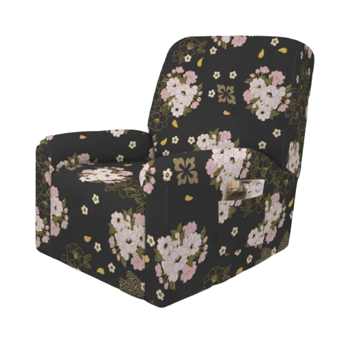 Housse fauteuil Fleurie Noir