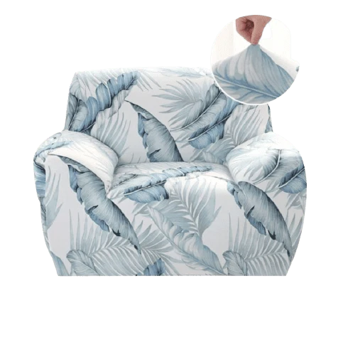 Housse fauteuil Fleurie Blanc et Bleu