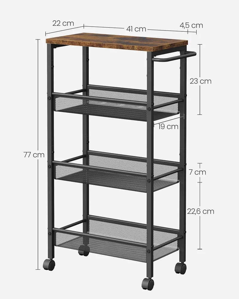 Meuble de rangement étagère moderne 22 x 45,4 x 77 cm en panneau d’aggloméré marron 12_0011605