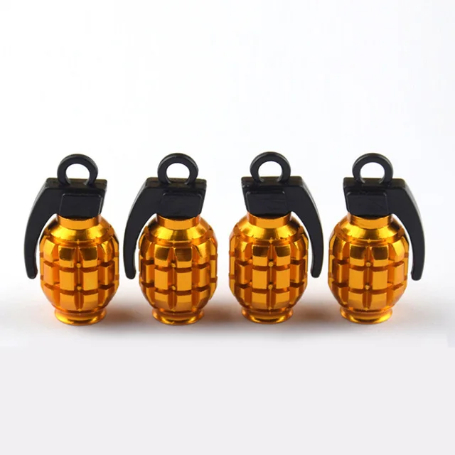 Bouchons de Valve Universels Grenade Aluminium Anti-Poussière