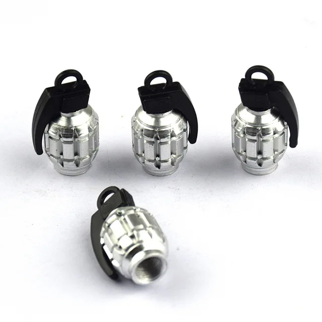 Bouchons de Valve Universels Grenade Aluminium Anti-Poussière