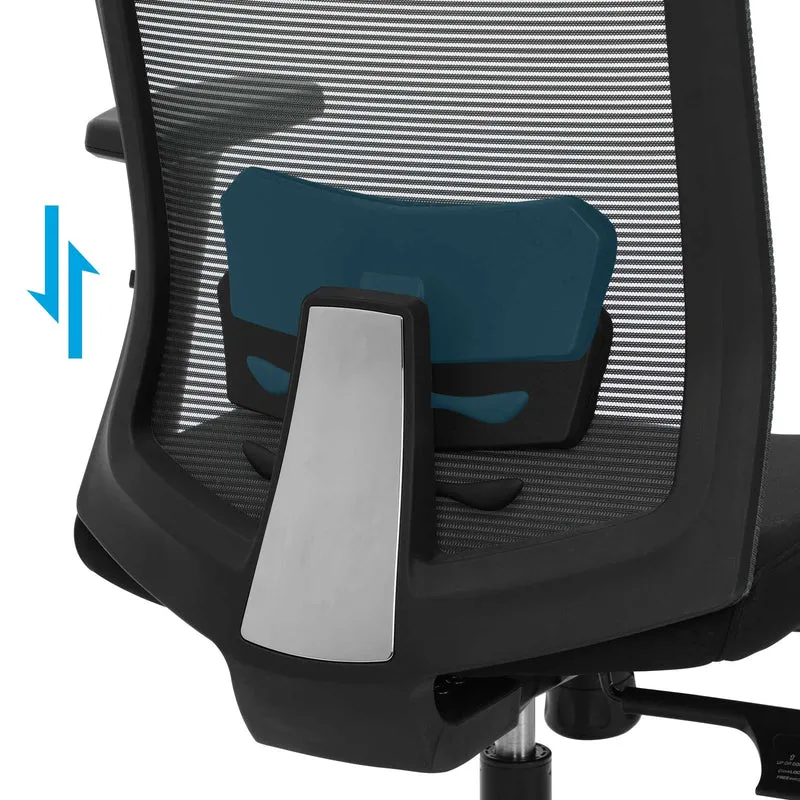 Chaise de bureau ergonomique réglable avec accoudoirs et appui-tête 65 x 53 x 126 cm en toile grise 12_0010016