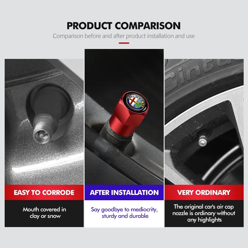 Bouchons de Valve Alfa Romeo Giulia Giulietta Mito Stelvio