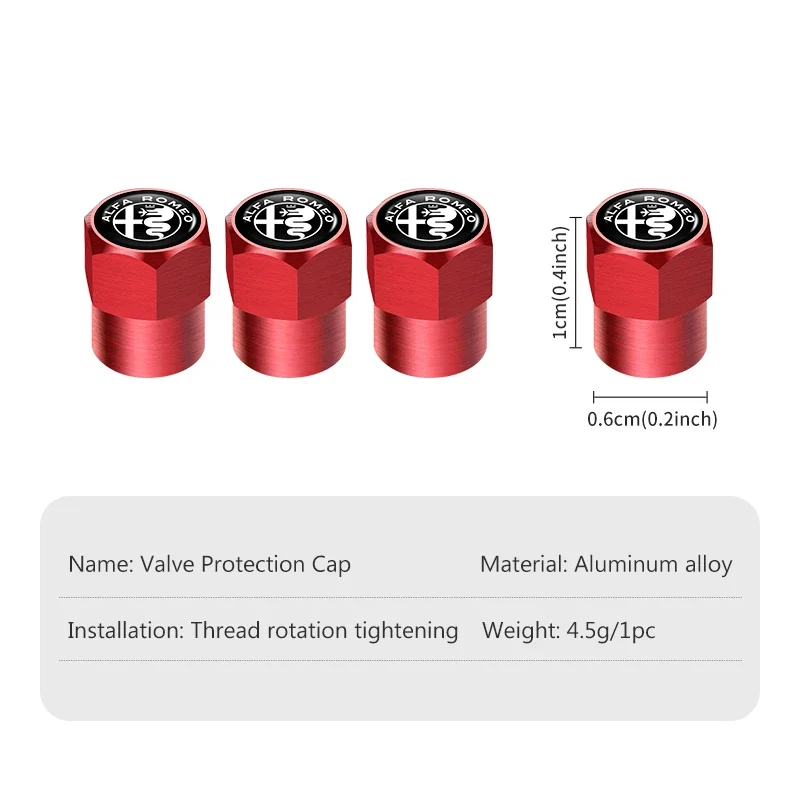Bouchons de Valve Alfa Romeo Giulia Giulietta Mito Stelvio
