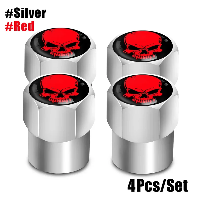 Bouchons de Valve Universels Tête de Mort Bicolores Aluminium