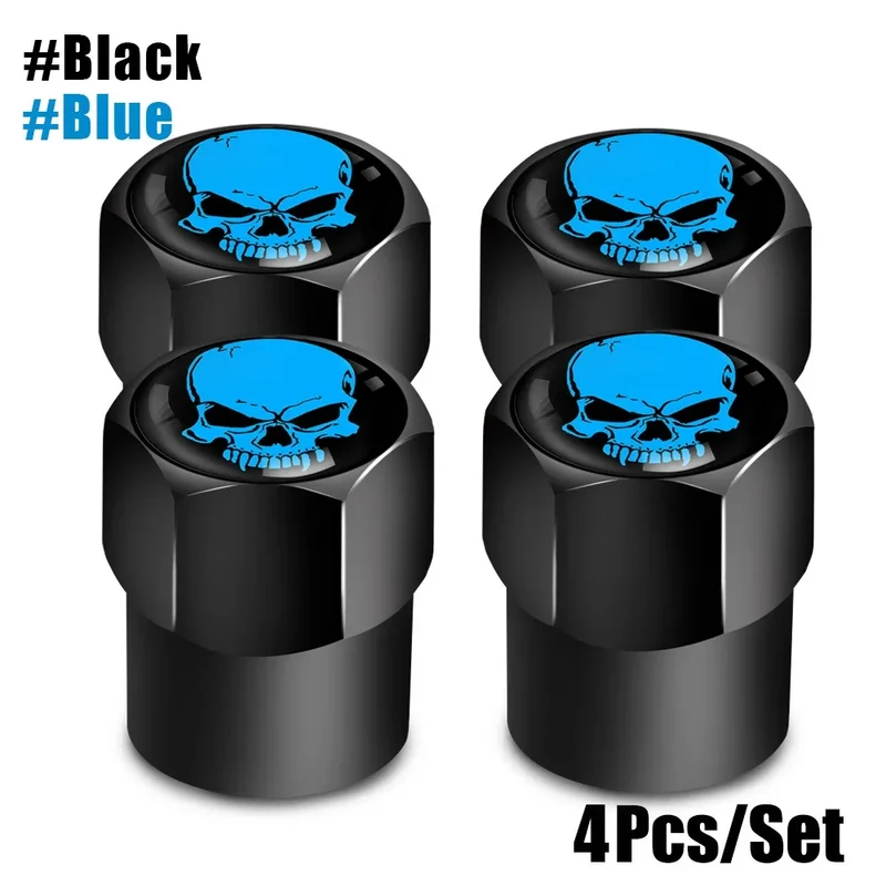 Bouchons de Valve Universels Tête de Mort Bicolores Aluminium